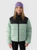 Kurtki i płaszcze dla dziewczynek - 4F Kurtka puchowa z wypełnieniem syntetycznym dziewczęca - miętowa 134 (8-9 lat) - miniaturka - grafika 1