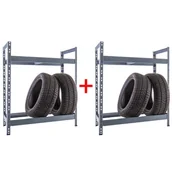 Szafy i regały magazynowe - Regał na opony 1+1 GRATIS, 1050x1100x350 mm, 2 piętra, RAL 7031 - miniaturka - grafika 1