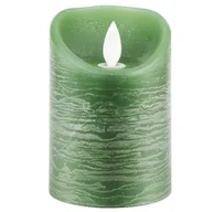 Świece - Świeca LED z prawdziwego wosku z timerem migoczący knot jadeitowa zieleń wysokość 15cm - miniaturka - grafika 1
