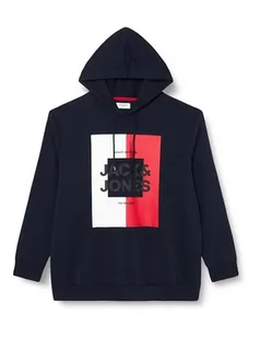 Bestseller A/S Męska bluza z kapturem Jjoscar Sweat Hood Pls, granatowy blezer, 6XL duże rozmiary - Bluzy męskie - miniaturka - grafika 1