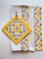 Ściereczki, gąbki, czyściki - Ręczniki bawełniane waflowy kuchenne z łapką zestaw - miniaturka - grafika 1