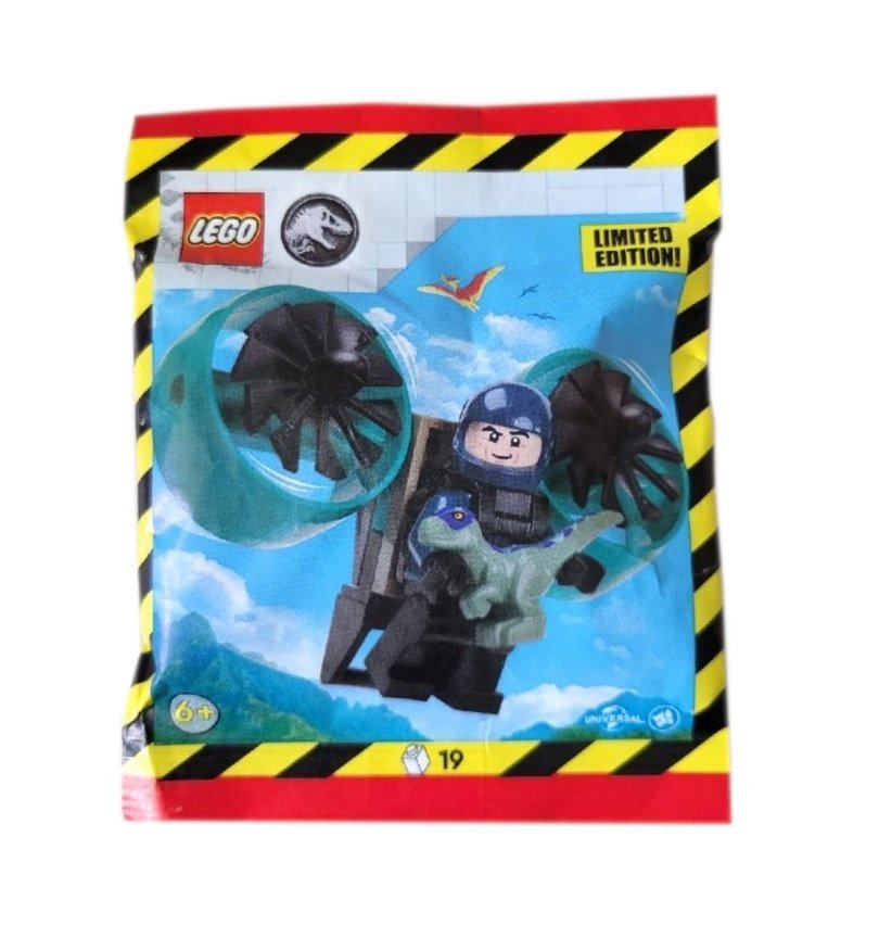 Zestaw LEGO Jurassic World - Ranger with Helipack and Baby Raptor #122505 polybag klocki foilpack