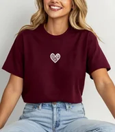 Koszulki i topy damskie - Damska koszulka - kolor burgundowy - miniaturka - grafika 1