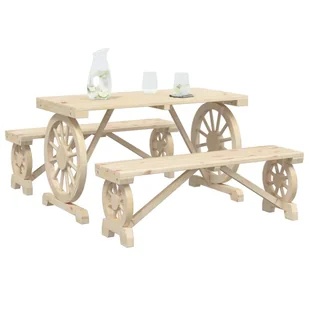 3-częściowy zestaw mebli ogrodowych, lite drewno jodłowe - Meble ogrodowe - miniaturka - grafika 4