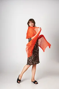 Alpaka lekki szal-etola - Neon pomarańcz - Apaszki i szaliki damskie - miniaturka - grafika 1