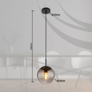 Globo Lampa wisząca Samos, Ø 20 cm, dymny szary/czarny, szkło - Lampy sufitowe - miniaturka - grafika 2