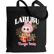 Torby i wózki na zakupy - Torba EKO Czarna Shopper RÓŻOWE Z IMIENIEM Prezent Na Święta Wzory - miniaturka - grafika 1