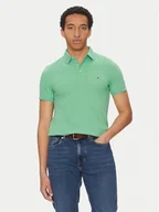 Koszulki męskie - Tommy Hilfiger Polo 1985 MW0MW17771 Zielony Slim Fit - miniaturka - grafika 1