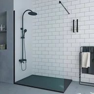 Parawany nawannowe - VENTE-UNIQUE Parawan prysznicowy we włoskim stylu w kolorze czarnym matowym estetyka industrialna – 140 × 200 cm – DAREN - miniaturka - grafika 1