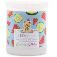 Świece - Ted & Friends sojowa świeca zapachowa w białym szkle 220 g - Cucumber & Melon - miniaturka - grafika 1