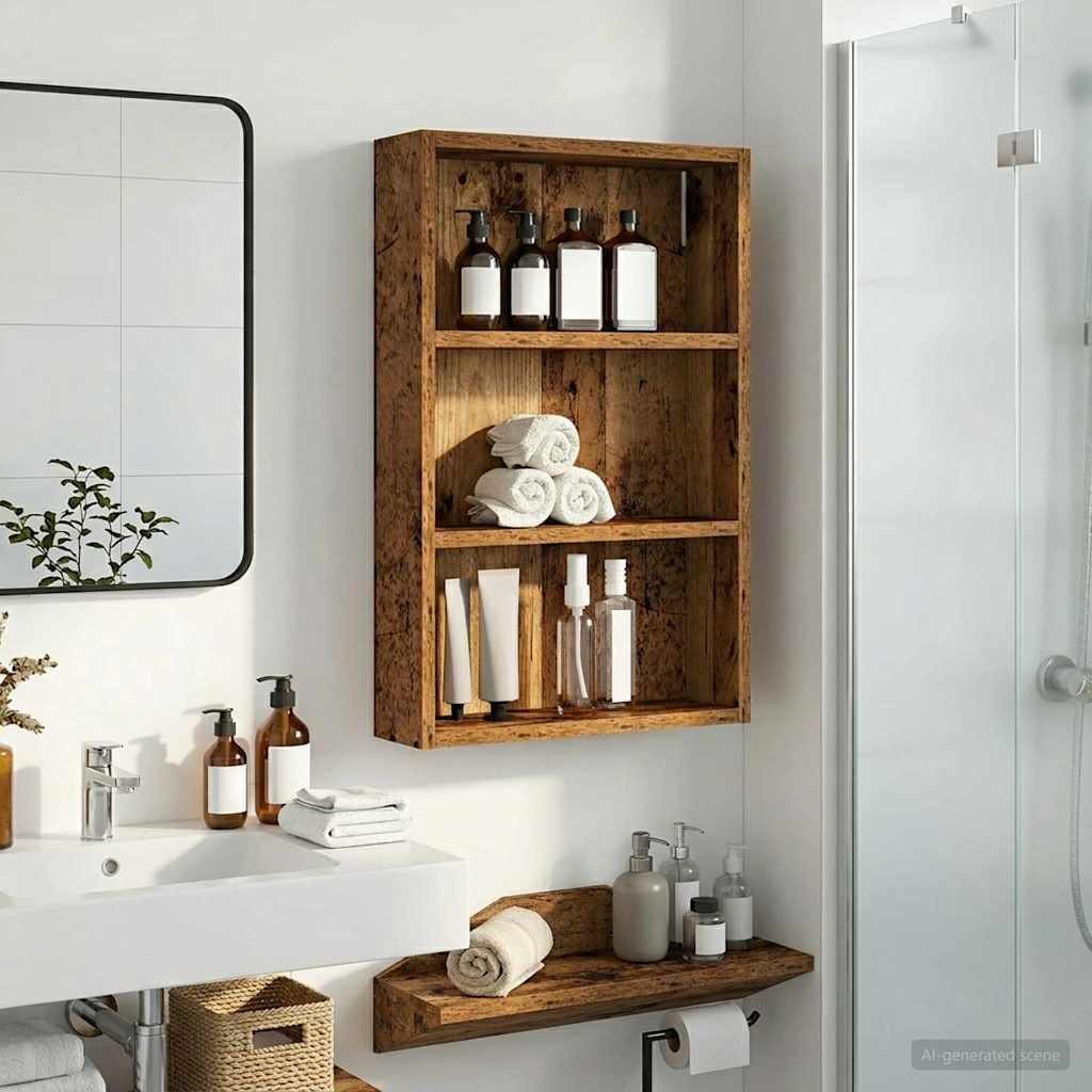 vidaXL vidaXL Szafka ścienna łazienkowa Stare drewno 40 x 10 x 60,5 cm