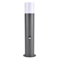 Lampy ogrodowe - Polux Słupek ogrodowy z czujnikiem ruchu i zmierzchu 44cm 1X12W E27 DALLAS grafit IP44 SANICO 316004 - miniaturka - grafika 1