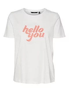 Koszulki i topy damskie - VERO MODA Vmrojaolly Ss Top Box JRS T-shirt damski, Snow White/Print: hello You, M - grafika 1