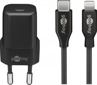 Kable USB - Kabel USB Goobay goobay Apple Lightning / USB-C PD charging set nano 20 watts, charger black, 1 meter cable, PD - miniaturka - grafika 1