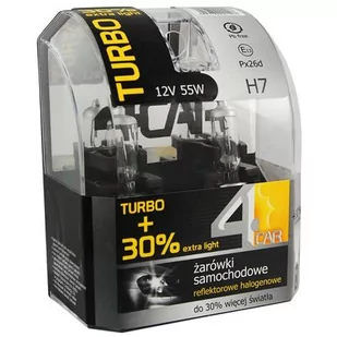 Zestaw żarówek samochodowych H7 12V TURBO +30% 4CAR - Żarówki samochodowe - miniaturka - grafika 1