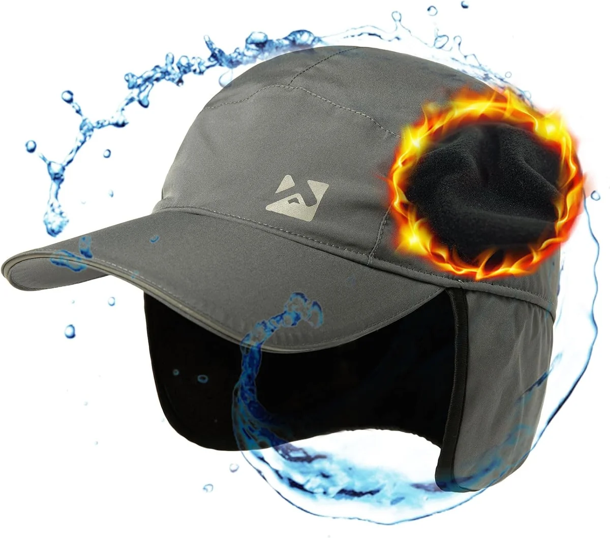 CZAPKA ZIMOWA MĘSKA XL-XXL WODOODPORNA Z POLAREM SZARA