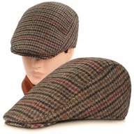 Czapki męskie - Kaszkiet Męski Zimowy Ocieplany Elegancka Czapka w Pepitkę z Wełną - miniaturka - grafika 1