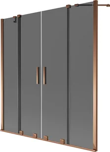 Mexen Velar Duo parawan nawannowy 2-skrzydłowy rozsuwany 160 x 150 cm, grafit, różowe złoto - 896-160-000-42-60 - Parawany nawannowe - miniaturka - grafika 1