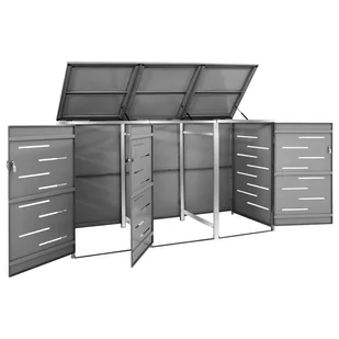vidaXL Osłona na 3 kosze na śmieci 207x77,5x115 cm stal nierdzewna 149560 - Kosze na śmieci - miniaturka - grafika 4