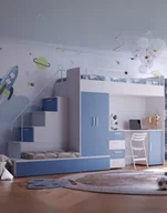 Meblościanka Raj 4 - pokój dziecięcy, młodzieżowy z materacem i stelażem niebieski mglisty