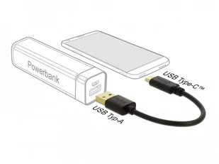 Delock Kabel USB-C(M)->USB-A(M)2.0 0.15M czarny 85354 - Kable komputerowe i do monitorów - miniaturka - grafika 1