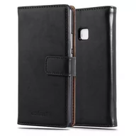 Etui i futerały do telefonów - Cadorabo cador Abo  Luxury Book Style etui do Huawei P9 lite  Case Cover pokrowiec ochronny etui z funkcją stojaka i kieszeń na kartę, grafitowo-czarny DE-108617 - miniaturka - grafika 1