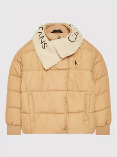 Kurtki i płaszcze dla chłopców - Calvin Klein Jeans Kurtka puchowa Logo Collar Puffer IG0IG01172 Beżowy Regular Fit - grafika 1