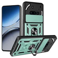 Etui i futerały do telefonów - Etui na telefon For Nothing (3a) z przesuwaną pokrywą kamery PC + pokrowiec na telefon z podpórką z TPU Zielony - miniaturka - grafika 1