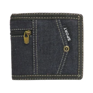 Portfel Młodzieżowy Sportowy Jeans Ciemny Granat - Portfele - miniaturka - grafika 1