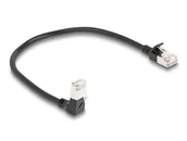 Kable miedziane - DeLOCK Kabel sieciowy RJ45 Cat.6A S/FTP Slim w dół pod kątem 90°/prosty 0,25 m czarny 80303 - miniaturka - grafika 1