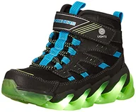Botki damskie - Skechers 400131L BBLM botki, czarne syntetyczne i tekstylne/niebieskie i limonkowe wykończenie, 1,5 UK - miniaturka - grafika 1