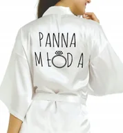 Piżamy damskie - SZLAFROK SATYNOWY BIAŁY Wieczór Panieński PANNA MŁODA Różne Wzory - miniaturka - grafika 1