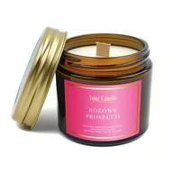 Świece - ŚWIECA SOJOWA ZAPACHOWA Z DREWNIANYM KNOTEM RÓŻOWE PROSECCO 120 ml - YOUR CANDLE - miniaturka - grafika 1
