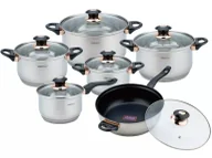 Zestawy garnków i patelni - Nowoczesny komplet garnków ze stali nierdzewnej czarne z półkami połysk Z6-G42 - miniaturka - grafika 1