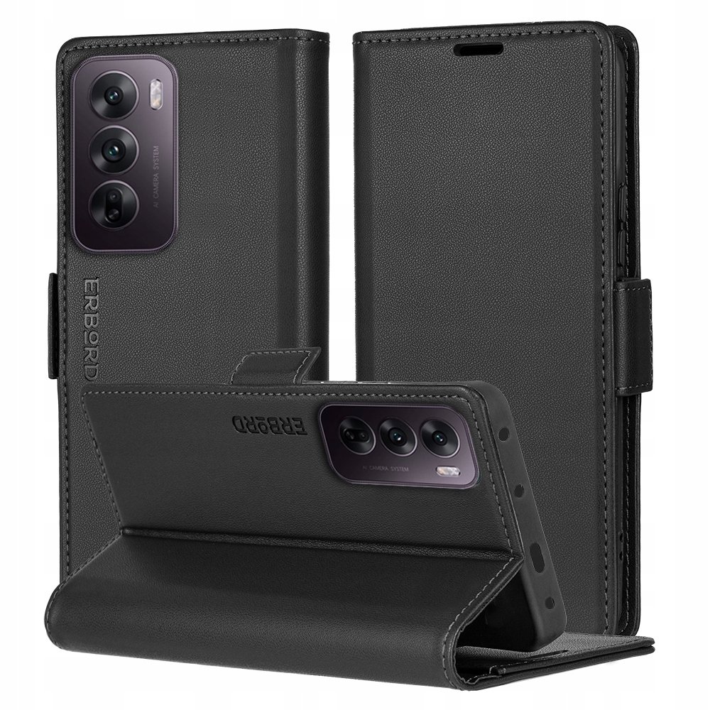 Etui z klapką do Oppo Reno 12 Pro, Erbord case obudowa portfel skóra eko