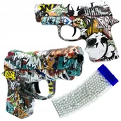 Klocki - Pistolet na kulki kieszonkowy we wzory wzorzysty zestaw z kulkami kolorowy. - miniaturka - grafika 1