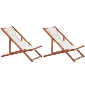 Leżaki ogrodowe - Zestaw 2 leżaków ogrodowych i 2 wymiennych tkanin (różne warianty) ciemne drewno AVELLINO - miniaturka - grafika 1