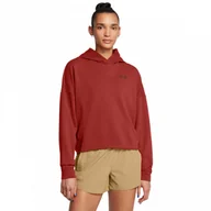 Bluzy damskie - Damska bluza dresowa nierozpinana z kapturem Under Armour UA Rival Terry OS Hoodie - czerwona - miniaturka - grafika 1