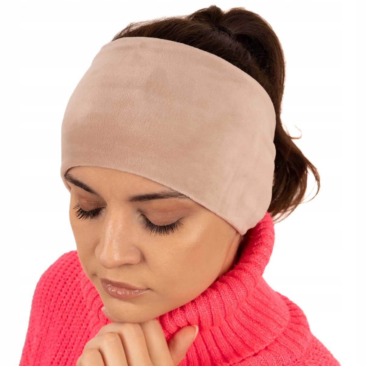 Opaska Damska Turban Na Głowę Na Uszy Do Włosów Welurowa Na Jesień Zimę