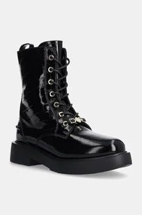 Love Moschino workery skórzane damskie kolor czarny na płaskim obcasie JA24194G0LIB0000 - Botki damskie - miniaturka - grafika 1