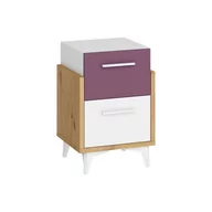 Szafki nocne - Szafka Nocna 45 HEY-19 Hey MebloCross Dąb Artisan / Biały Mat / Fiolet - miniaturka - grafika 1