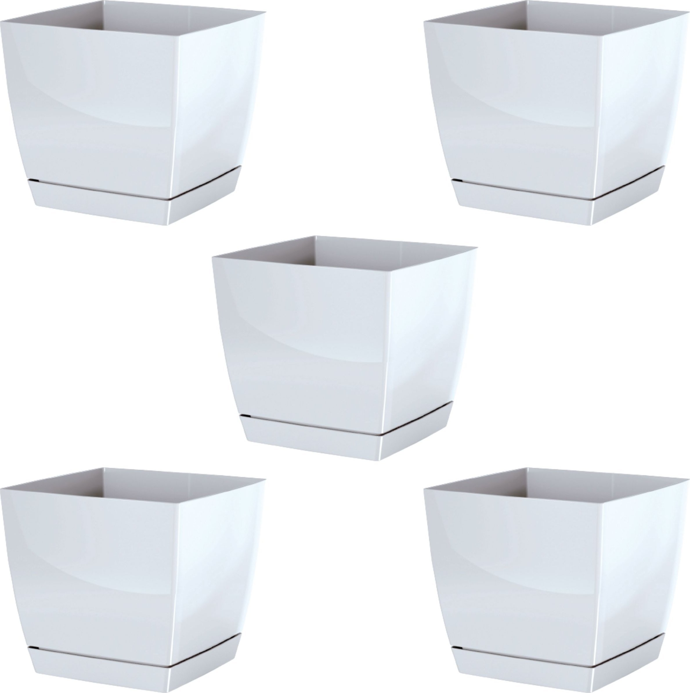 Dikel 5x Doniczka kwadratowa Coubi DUKP100 + podstawka