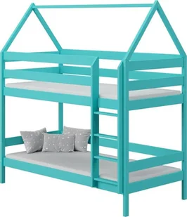 Elior Łóżko dziecięce przypominające domek, turkus - Zuzu 3X 200x90 cm - Łóżka dla dzieci i młodzieży - miniaturka - grafika 1