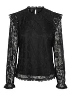 Bluzki damskie - PIECES PCOLLINE damska bluzka z długim rękawem, czarny, XL - miniaturka - grafika 1