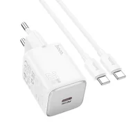 Akcesoria do smartwatchy - HOCO ładowarka sieciowa Typ C + kabel Typ C do Typ C QC PD 20W N40 biała - miniaturka - grafika 1