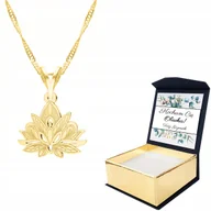 Naszyjniki - Naszyjnik złoty 925 Kwiat Lotosu + WŁASNY NADRUK - miniaturka - grafika 1