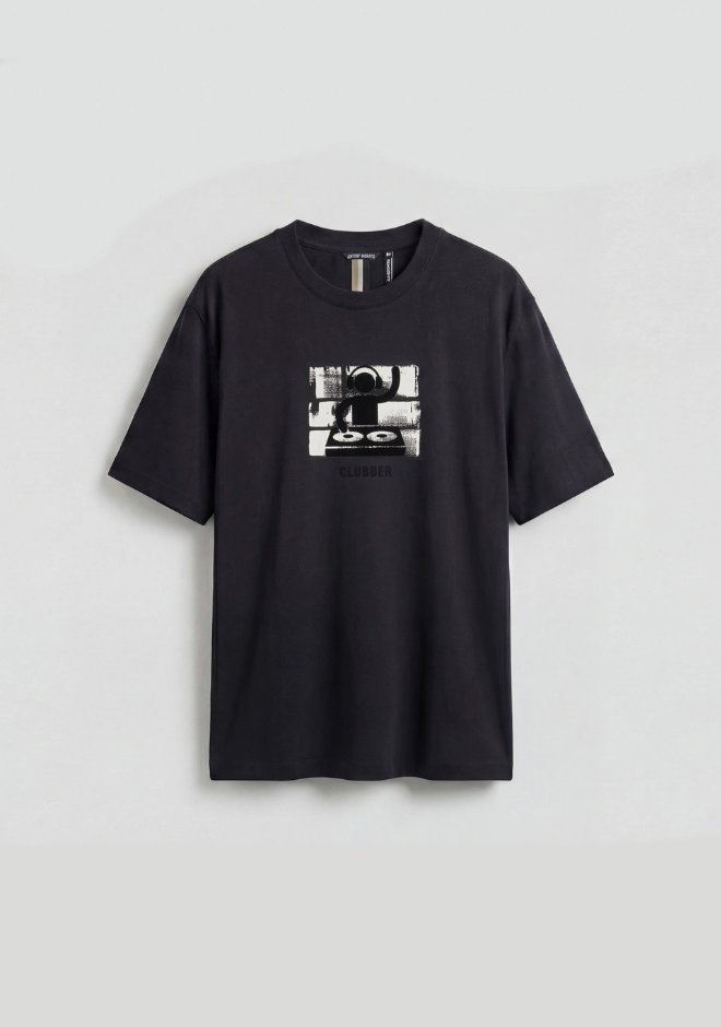 T-shirt stampa dj męskie czarny