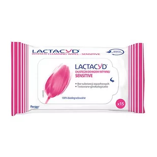 GlaxoSmithKline LACTACYD Sensitive Chusteczki do higieny intymnej 15 szt. - Chusteczki do higieny intymnej - miniaturka - grafika 1