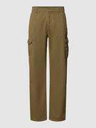 Spodnie męskie - Spodnie cargo o kroju straight leg fit w jednolitym kolorze - miniaturka - grafika 1