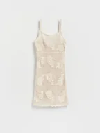 Swetry damskie - Reserved - Ażurowa narzutka plażowa - kremowy - miniaturka - grafika 1